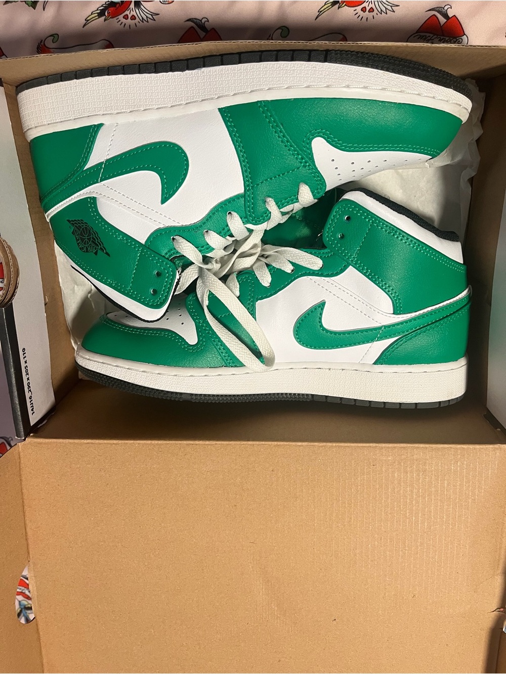 Nike Air Jordan 1 Mid - White & Green Men's Sneakers